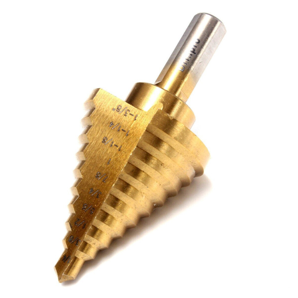 () Hss Titanium Pagoda Drill/Ladder Drill 1/4&3/8&1/2 Inch Round Shank Step Drill Bit 3654659367662