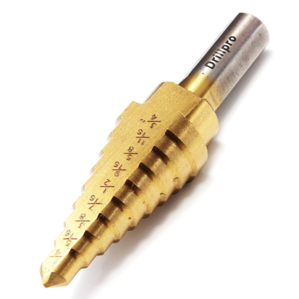 () Hss Titanium Pagoda Drill/Ladder Drill 1/4&3/8&1/2 Inch Round Shank Step Drill Bit 6112211922225