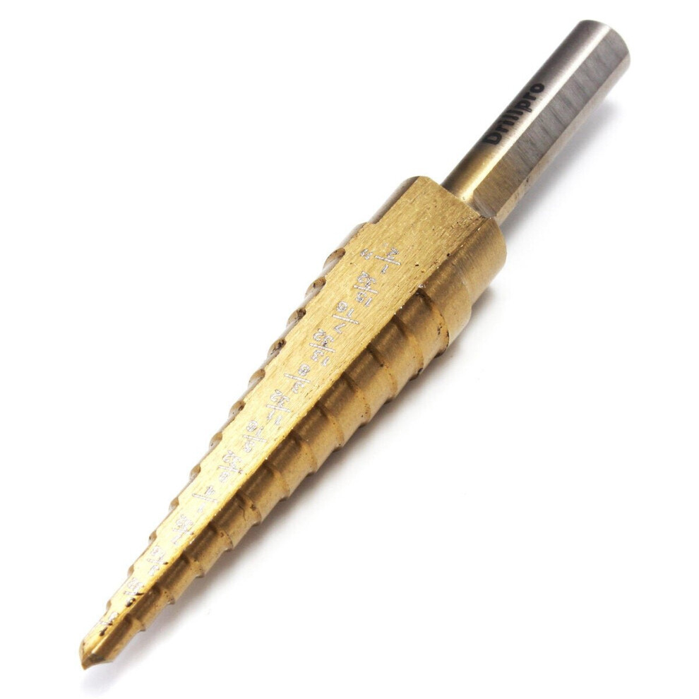 () HSS Titanium Pagoda Drill/Ladder Drill 1/4&3/8&1/2 Inch Round Shank Step Drill Bit