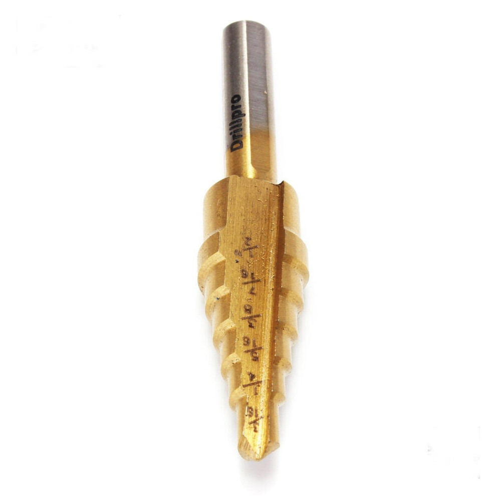 () HSS Titanium Pagoda Drill/Ladder Drill 1/4&3/8&1/2 Inch Round Shank Step Drill Bit