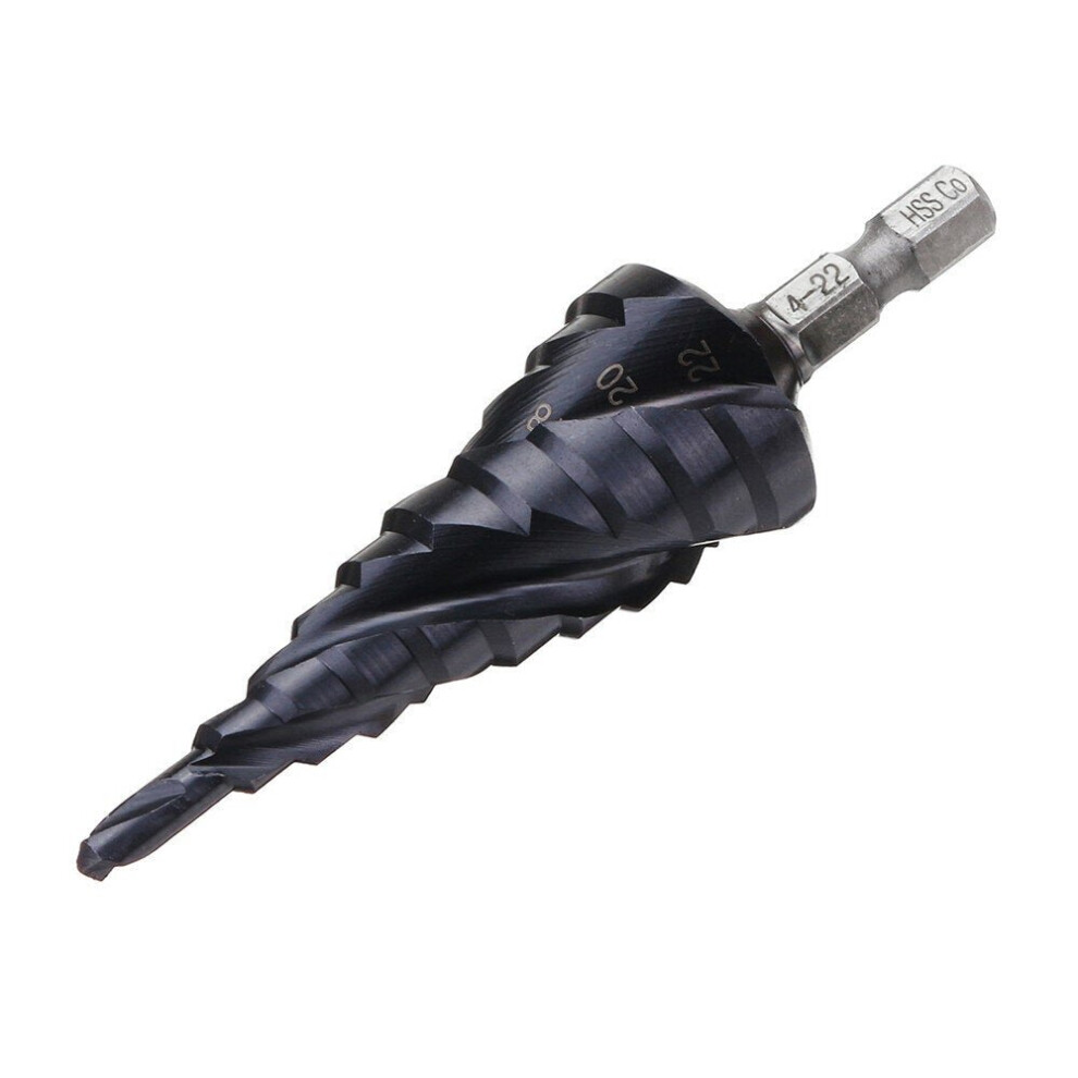 () 3 Flute Step Drill Bit TiAlN Coated HRC89 HSS-Co M35 Cobalt Step Drill 1/4 Inch Hexagon Shank