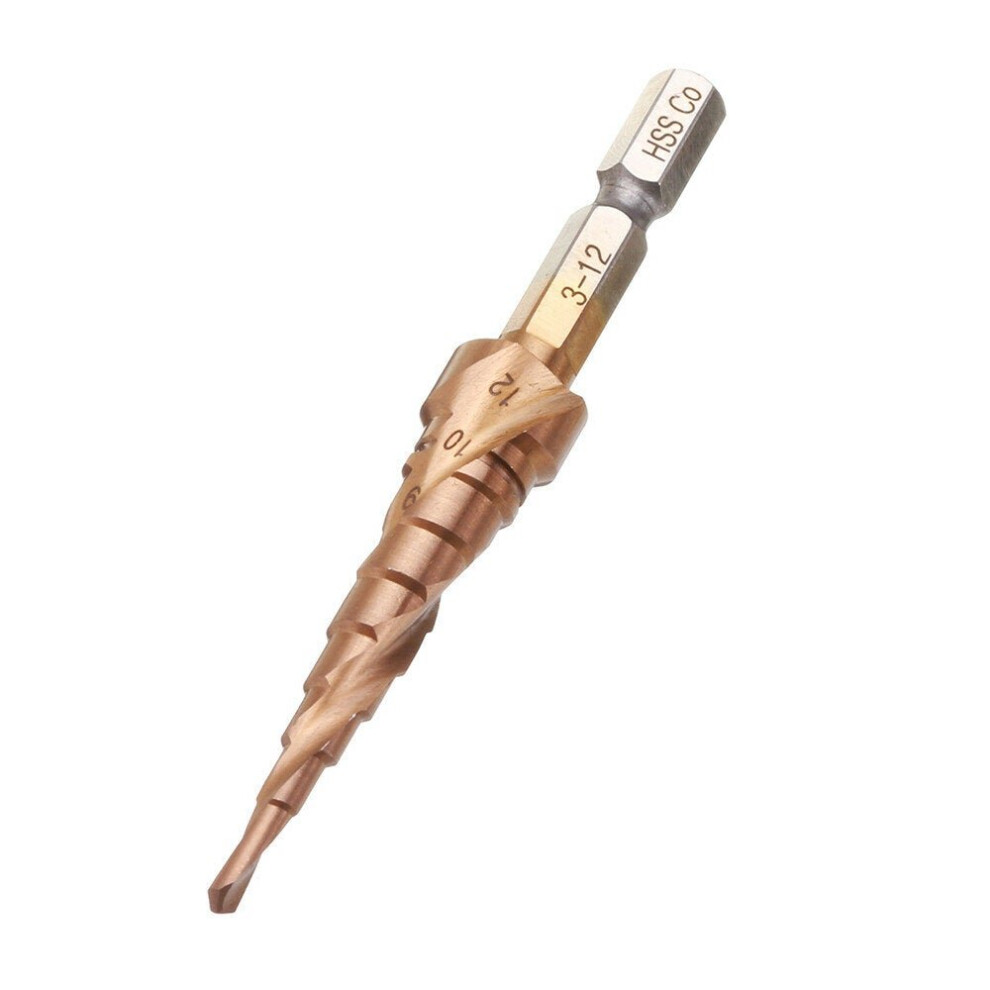 () 3-12/4-20/4-32mm M35 Cobalt Step Drill Bit 1/4 Inch Hex Shank HSS-Co Step Drill Bit