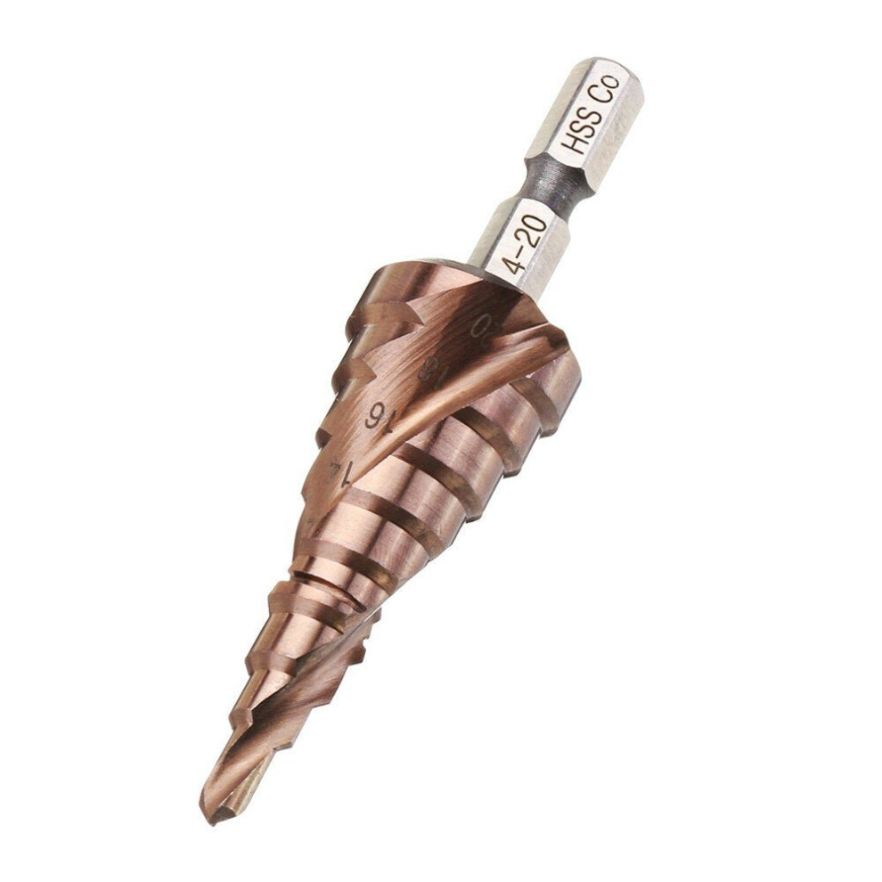 () 3-12/4-20/4-32mm M35 Cobalt Step Drill Bit 1/4 Inch Hex Shank HSS-Co Step Drill Bit