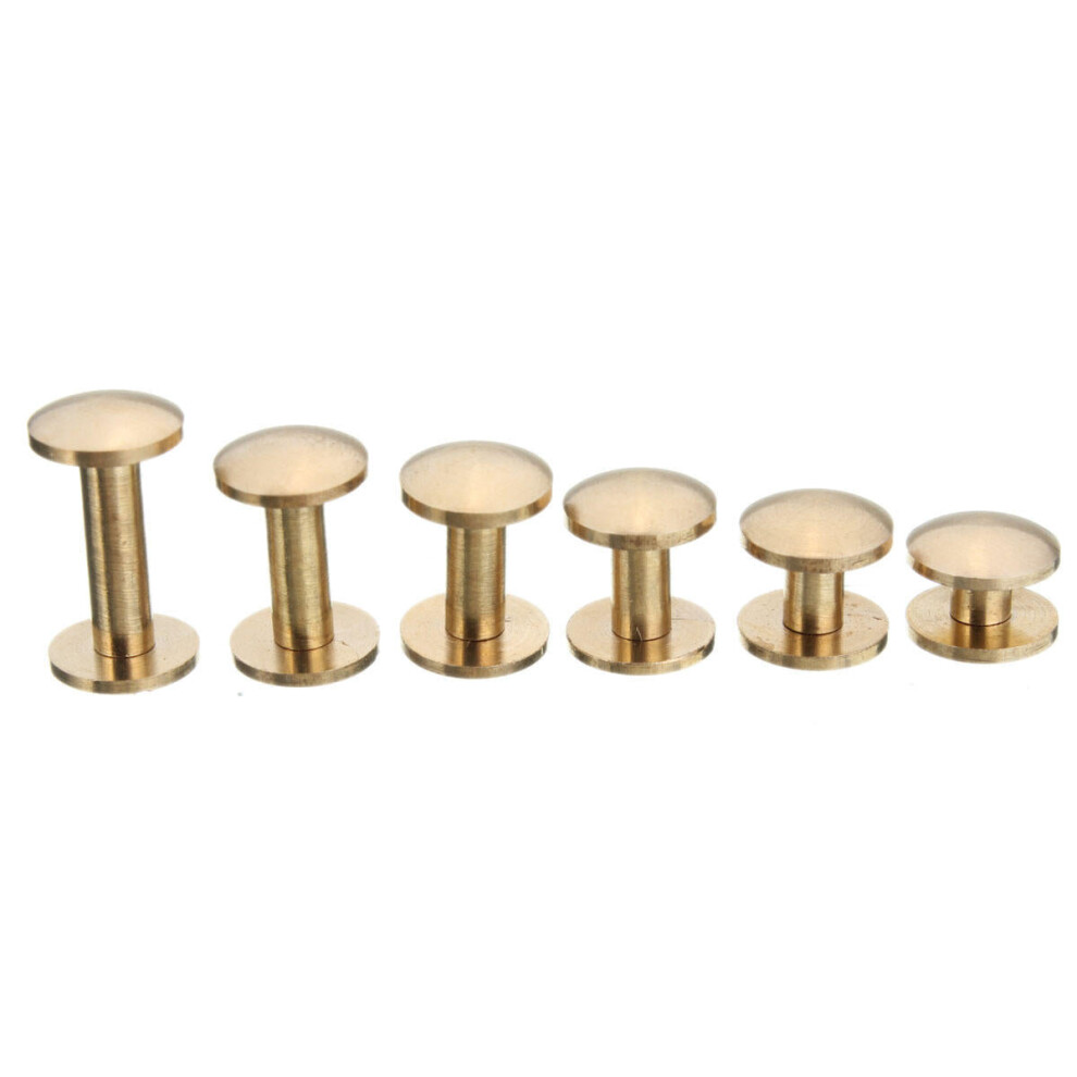 (15mm) Solid Brass Arc Button Stud Screw Nail 4-15mm Screw Back Leather Belt Button Screws