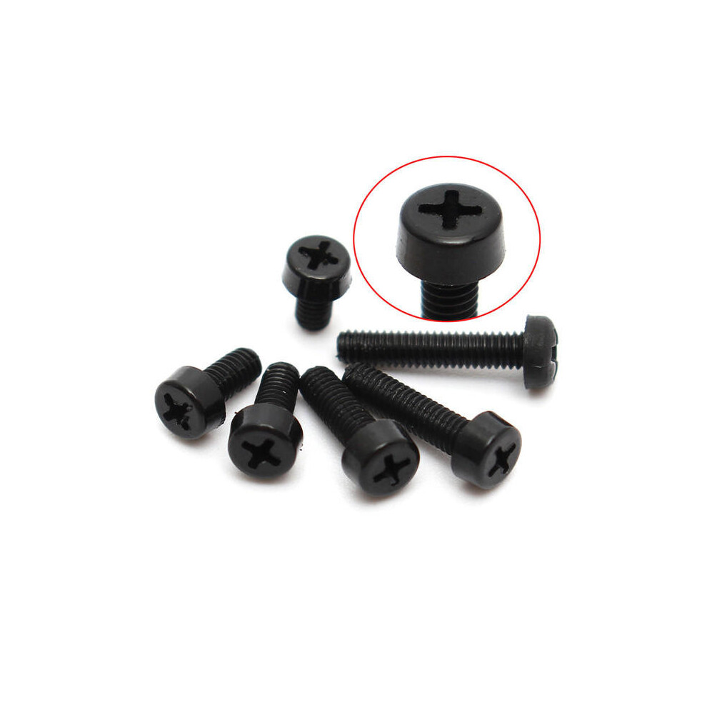 (12mm) 20 pcs M2.5 Black Nylon Screws Phillips Plastic Round Head Screw Bolt