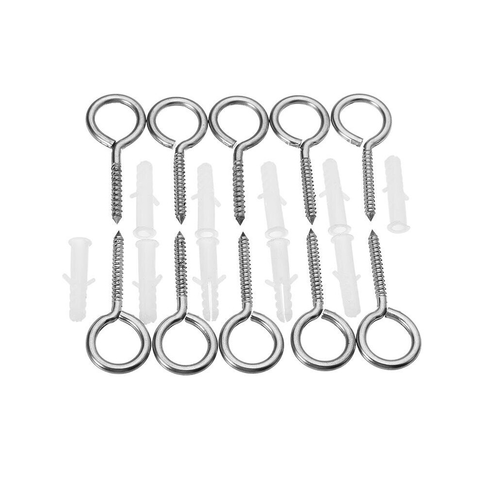 10Pcs M4 52mm 304 Stainless Steel Self Tapping Screw Eye Bolt Ring Hook with Expansion Pipe