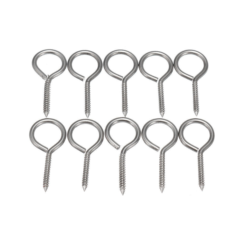 10Pcs M3 40mm 304 Stainless Steel Self Tapping Screw Eye Thread Eye Bolt Ring Hook