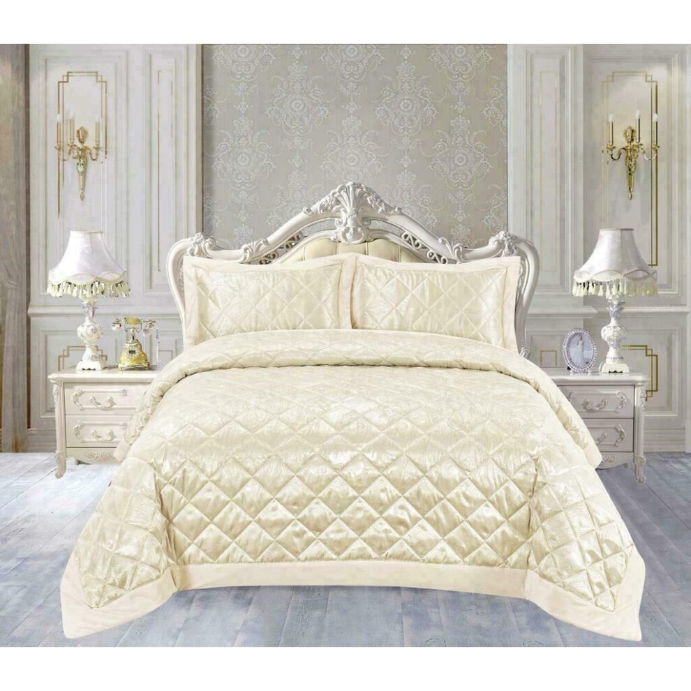 (Beige (Bedspread), Super King) Luxury Camden Beautiful Bedspread & Duvet Cover