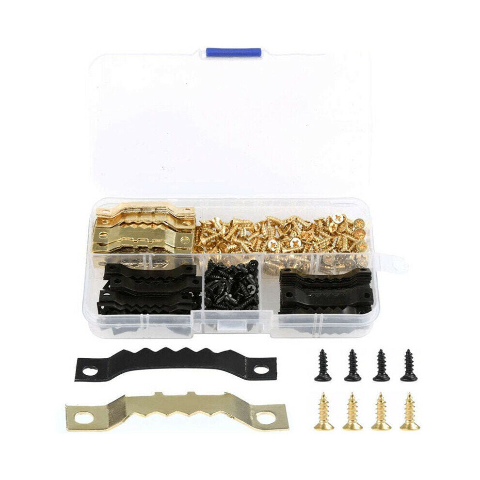 120 Set Sawtooth Picture Hanger with Screws Photo Frame Hanging Hooks with Compartment Box