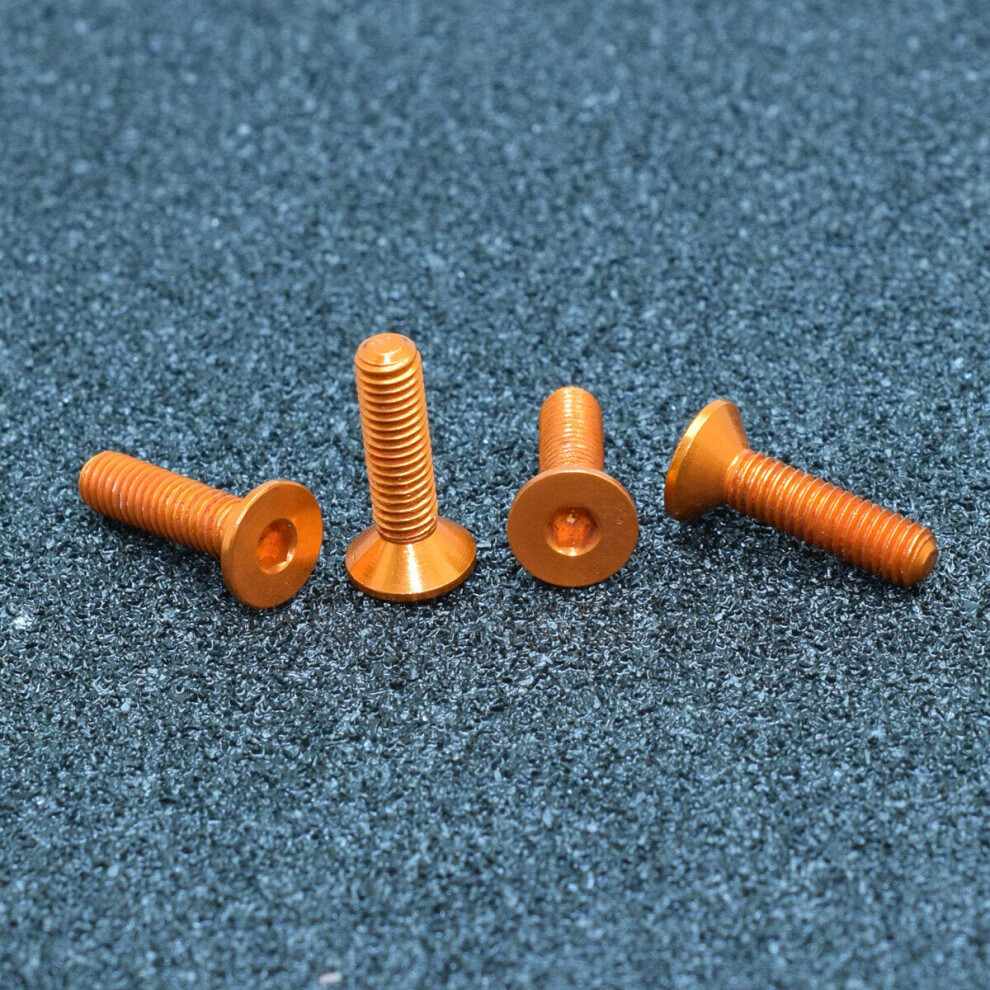 (Orange) 10Pcs M3x14mm Flat Countersunk Head Hex Socket Screw 7075 Aluminum Alloy Metric Bolt Screws