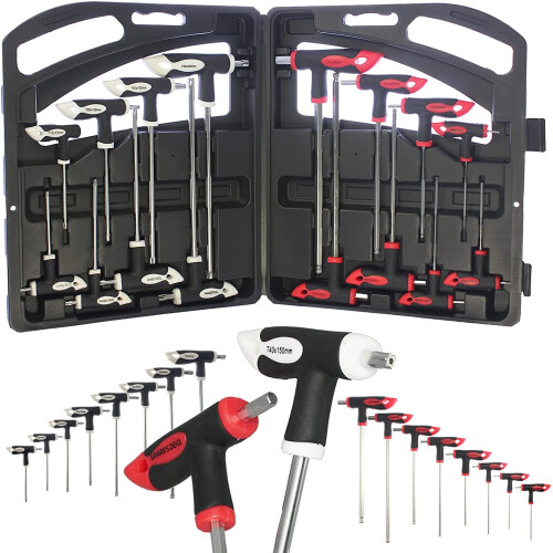 SPARES2GO T Handle Screwdriver Set Torx Metric Hex Allen Key Long Star Security Tool CR-V