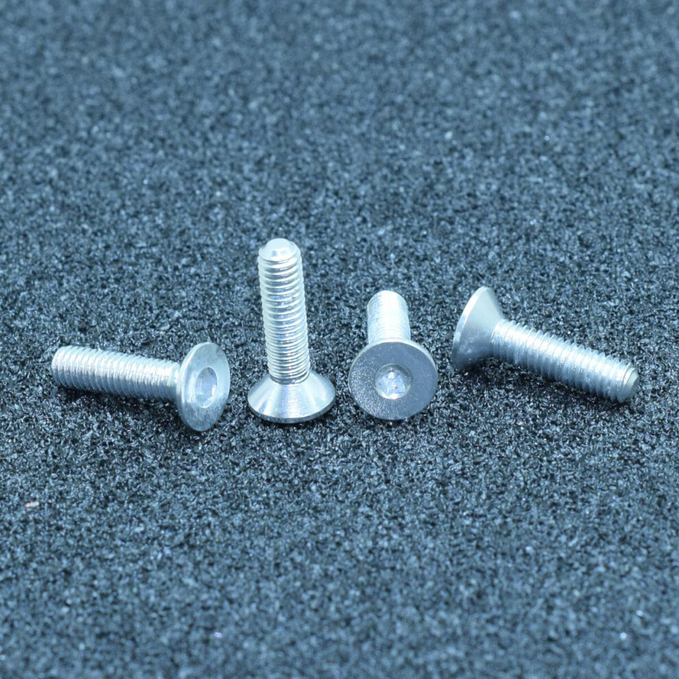 (Silver) 10Pcs M3x18mm Flat Countersunk Head Hex Socket Screw 7075 Aluminum Alloy Metric Bolt Screws