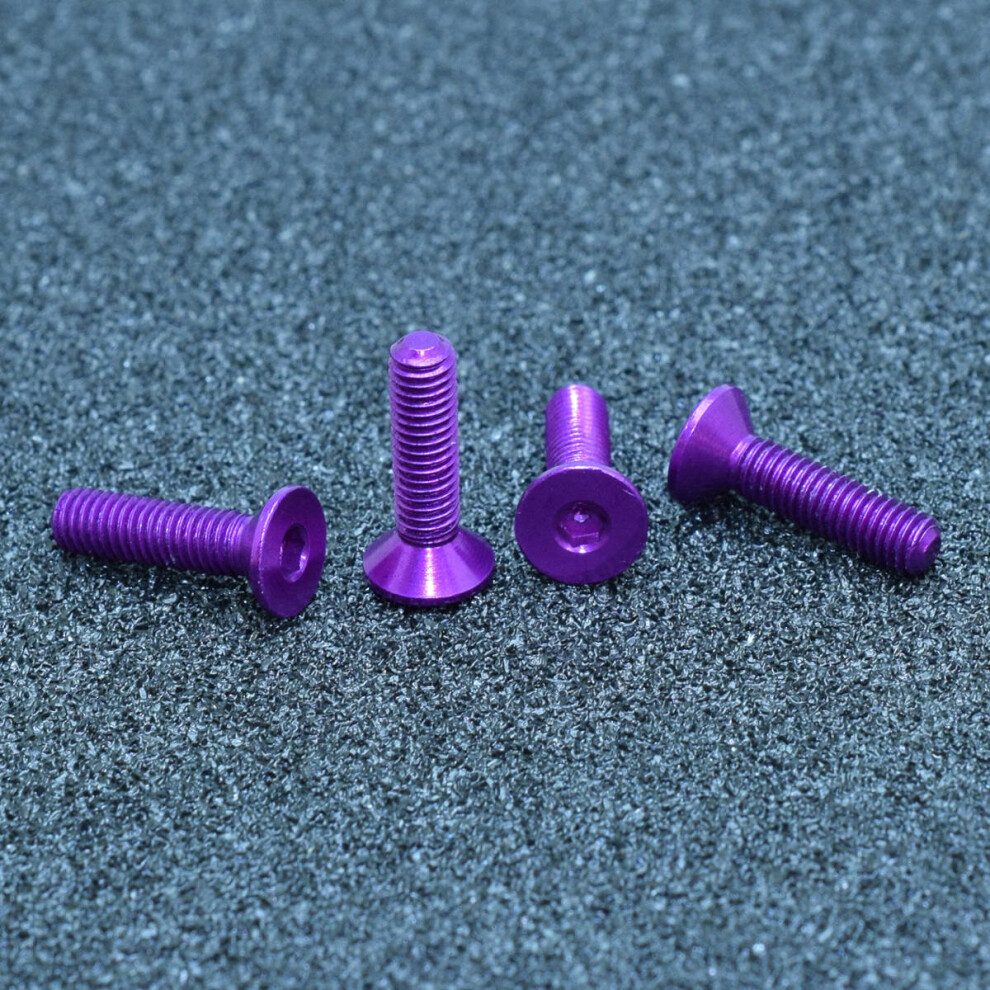 (Purple) 10Pcs M3x18mm Flat Countersunk Head Hex Socket Screw 7075 Aluminum Alloy Metric Bolt Screws