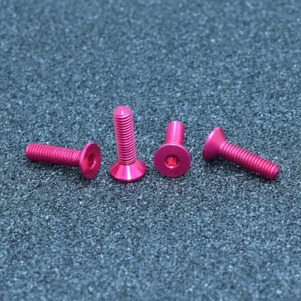 (Pink) 10Pcs M3x18mm Flat Countersunk Head Hex Socket Screw 7075 Aluminum Alloy Metric Bolt Screws