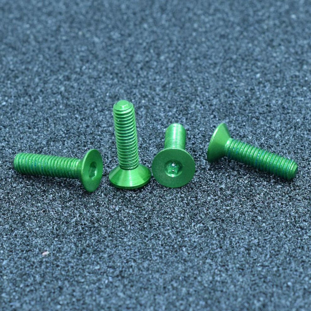 (Green) 10Pcs M3x18mm Flat Countersunk Head Hex Socket Screw 7075 Aluminum Alloy Metric Bolt Screws