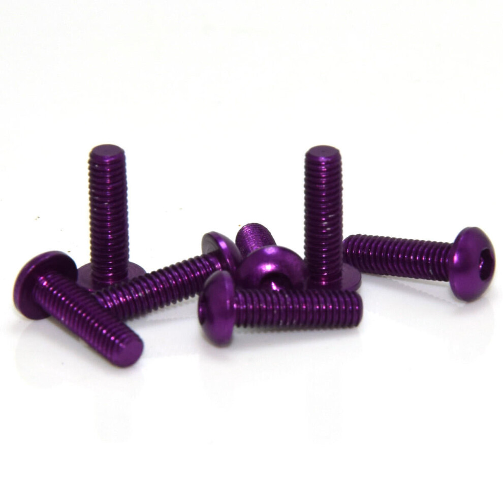 (Purple) 10Pcs M314mm Hex Socket Screws Round Head Cap Screw 7075 Aluminum Alloy