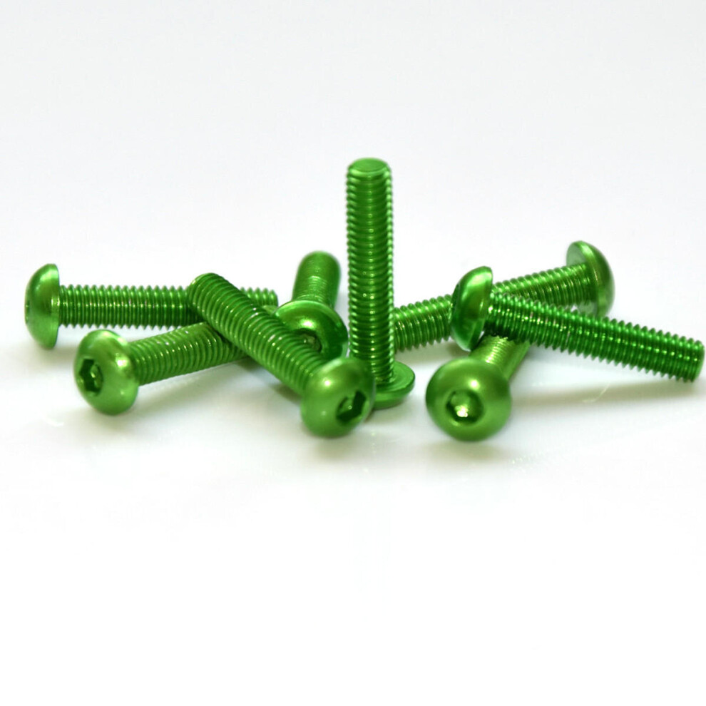 (Green) 10Pcs M314mm Hex Socket Screws Round Head Cap Screw 7075 Aluminum Alloy 6112212022719