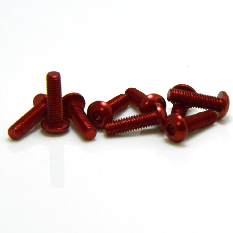 (Red) 10Pcs M314mm Hex Socket Screws Round Head Cap Screw 7075 Aluminum Alloy 3654659467454