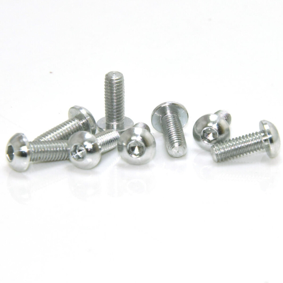 (Silver) 10Pcs M314mm Hex Socket Screws Round Head Cap Screw 7075 Aluminum Alloy 3654659467430