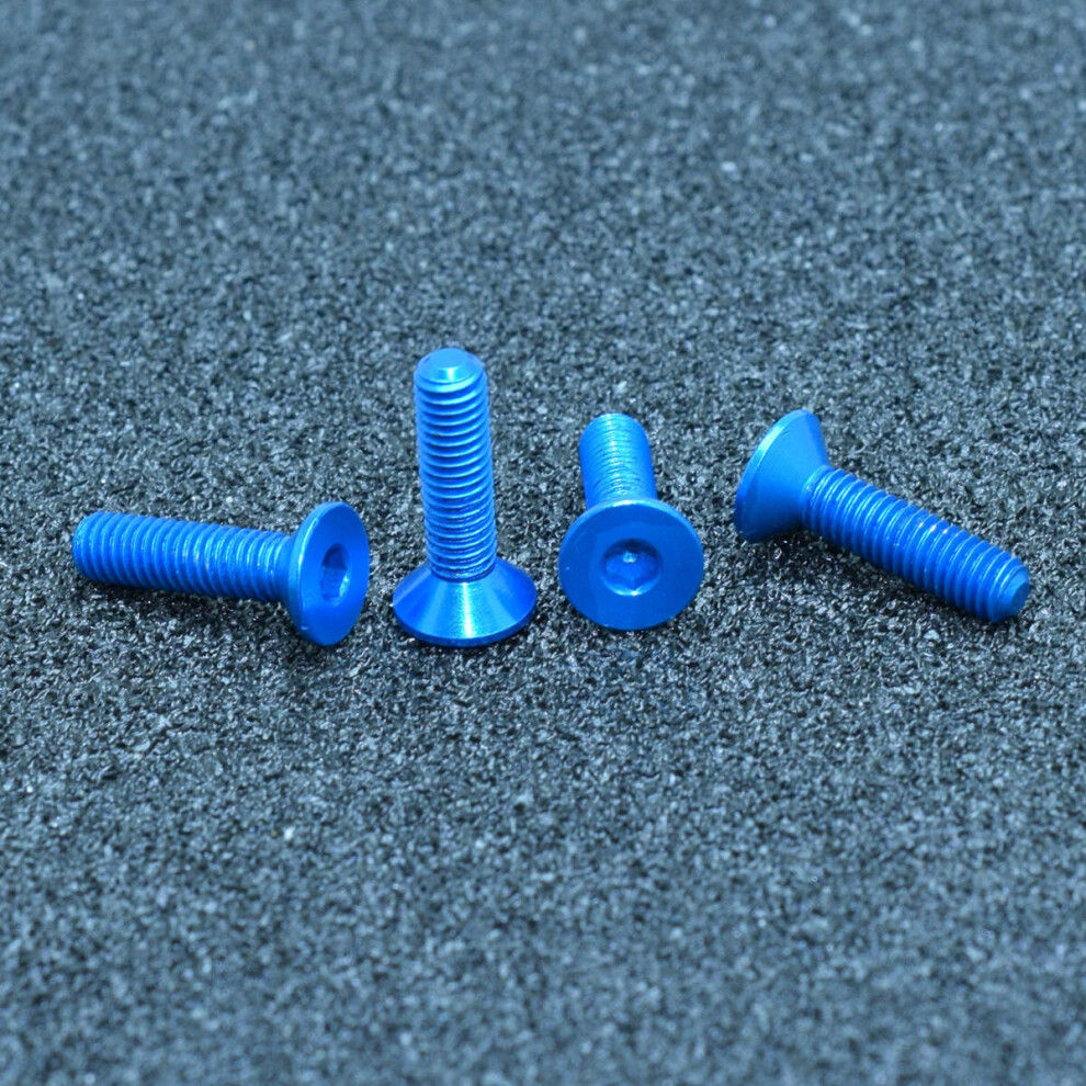 (Light Blue) 10Pcs M3x18mm Flat Countersunk Head Hex Socket Screw 7075 Aluminum Alloy Metric Bolt Screws