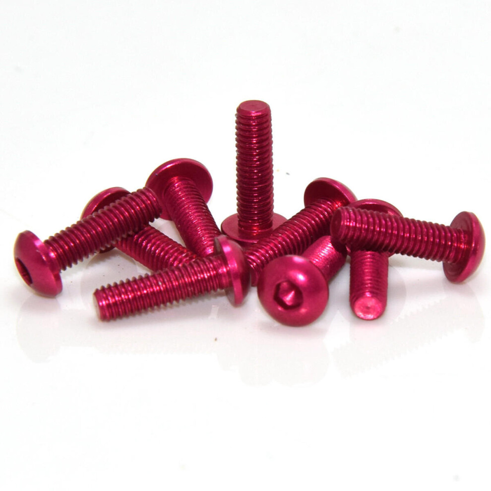 (Pink) 10Pcs M314mm Hex Socket Screws Round Head Cap Screw 7075 Aluminum Alloy