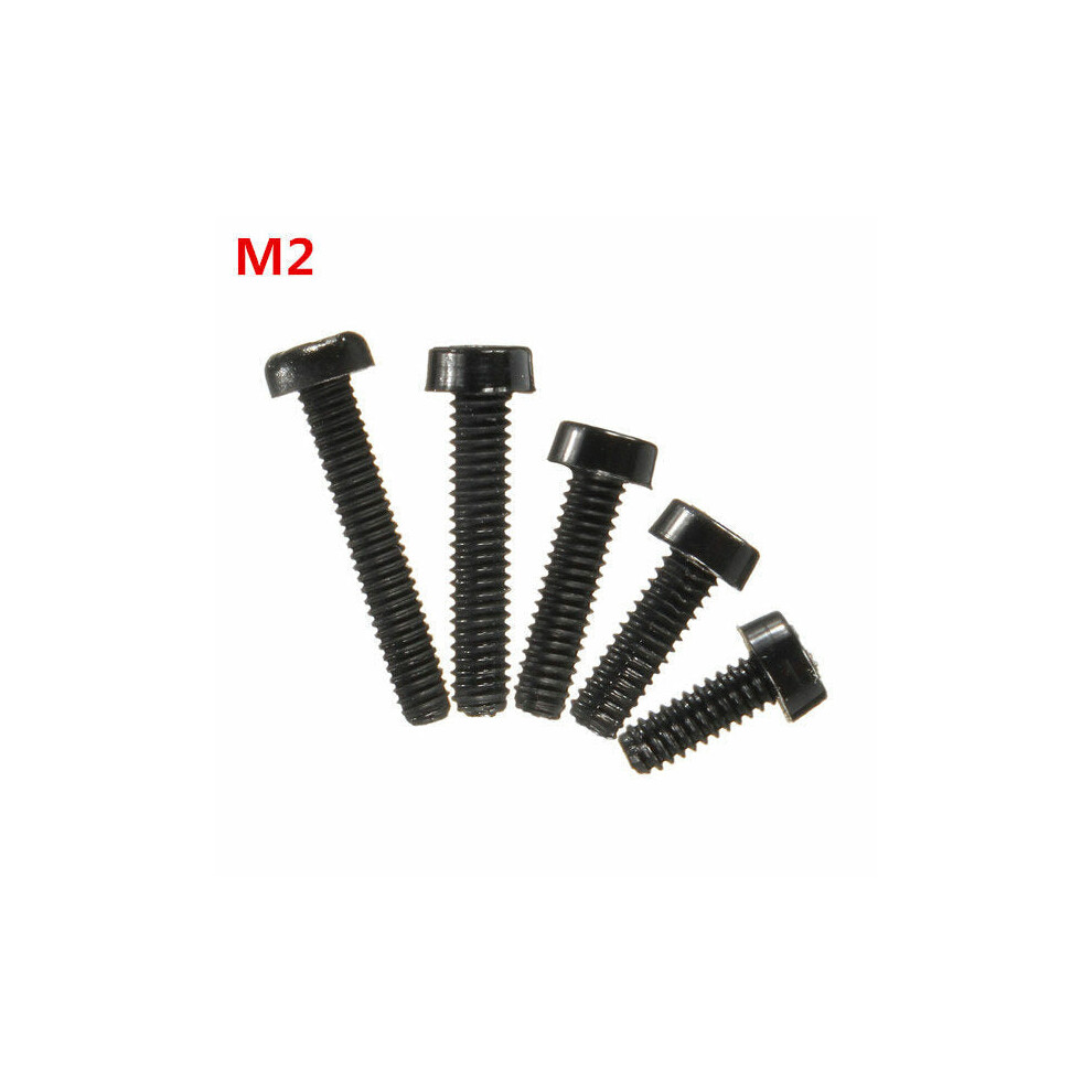 (10mm) 20pcs M2 Black Round Nylon Screws Cross Round Head Screws Bolt