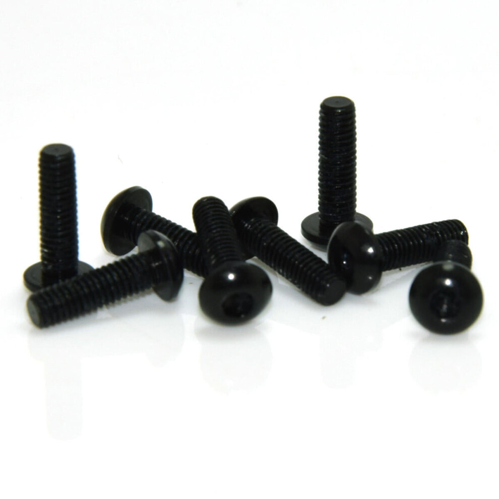 (Black) 10Pcs M314mm Hex Socket Screws Round Head Cap Screw 7075 Aluminum Alloy