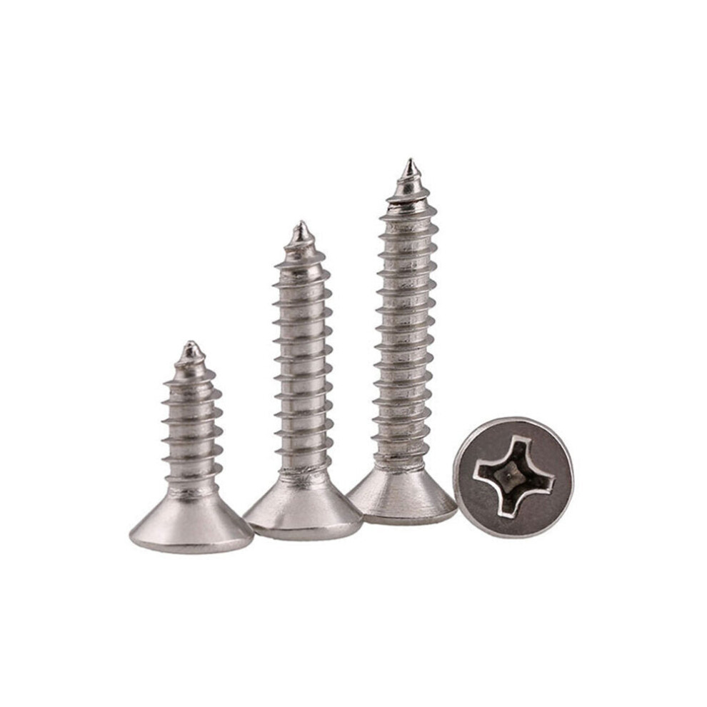 (16mm) 100Pcs M2 304 Stainless Steel Cross Flat Head Self Tapping Screw Wood Screws Speaker Screws Optional Length-image-OPC-P97ZCPG-NEW