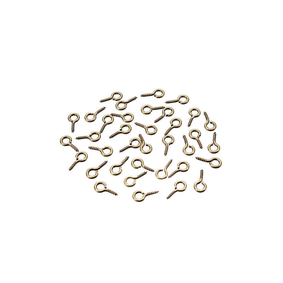 (Bronze) 100pcs Mini Eye Pins Eyepins Hooks Eyelets Screw Threaded Peg 8x3.5mm