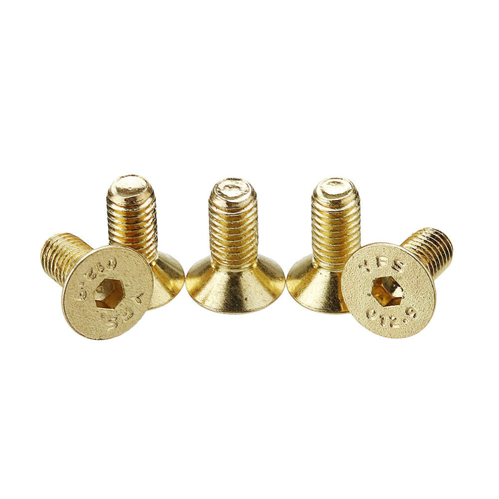 (14Mm) 50Pcs Titanium Plated M5 Hex Socket Flat Head Countersunk Screws Alloy Steel 12.9 Grade Screw Bolt M5*12 3654659421036