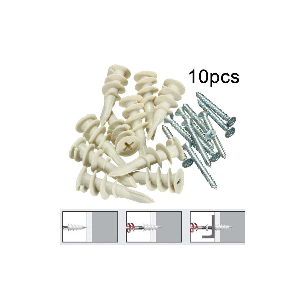 (4.2x25mm) 10Pcs Nylon Plate Board Cavity Wall Plug Fixing Speed A Anchor With Screws