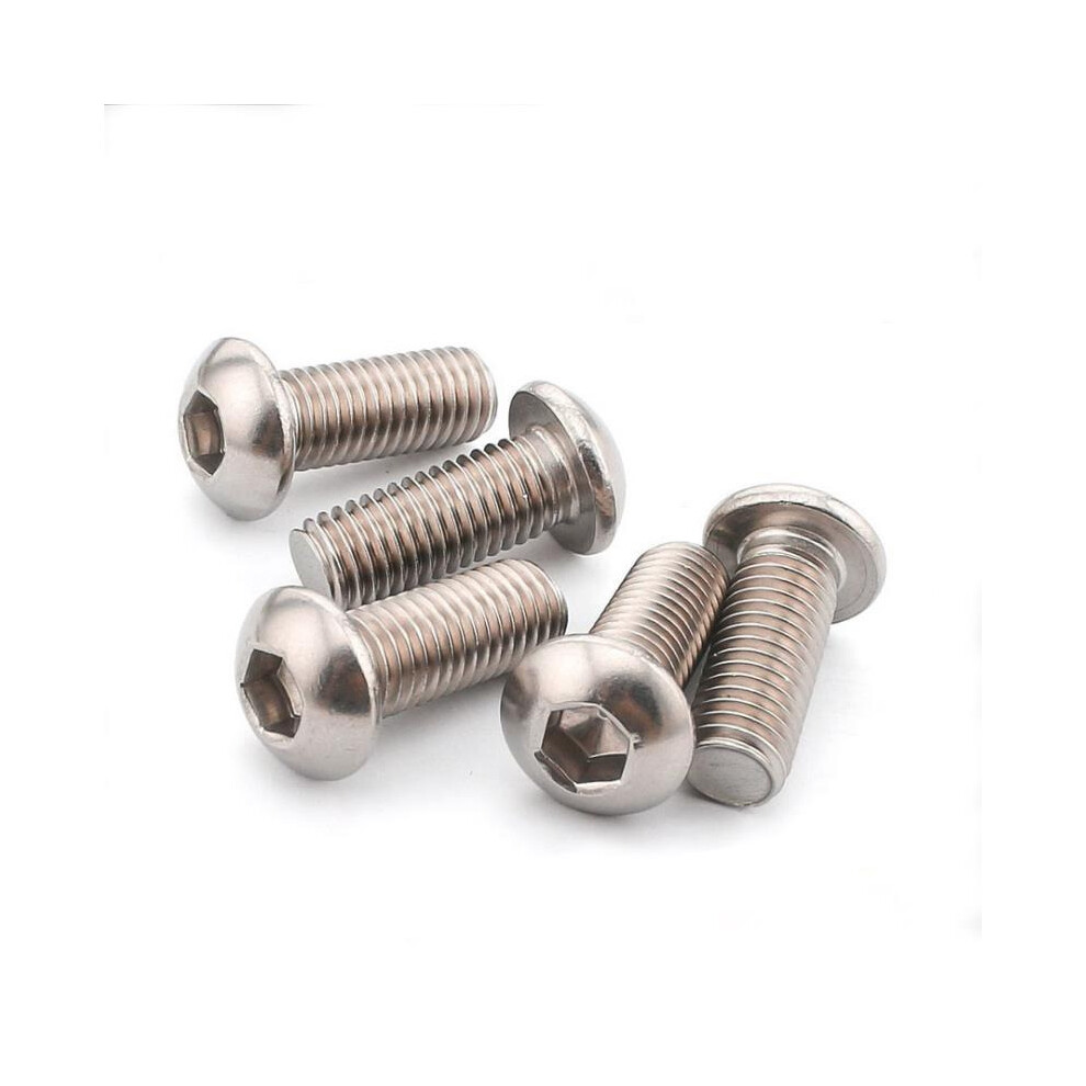 (12mm) 50Pcs M6 Carbon Steel Hex Socket Button Head Screw Bolts 10-20mm