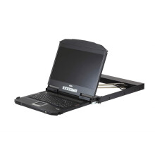 Console KVM LCD Aten CL3800NW 18,5 pouces - faible profondeur, HDMI/DVI/VGA, double rail, clavier et pavé tactile intégrés