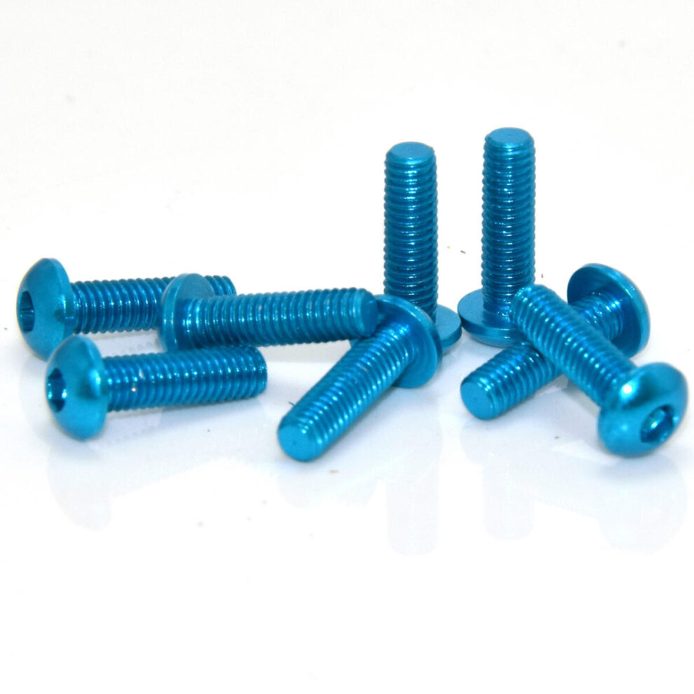 (Light Blue) 10Pcs M312mm Hex Socket Screws Round Head Cap Screw 7075 Aluminum Alloy