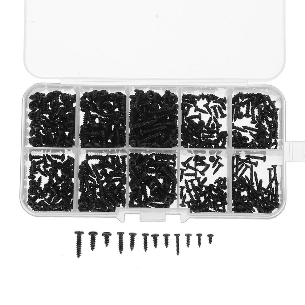 500Pcs P hilips Button Head Screw Carbon Steel Mini Electronic Notebook Laptop Repair Screw Self-Tapping Bolt Assortment Kit