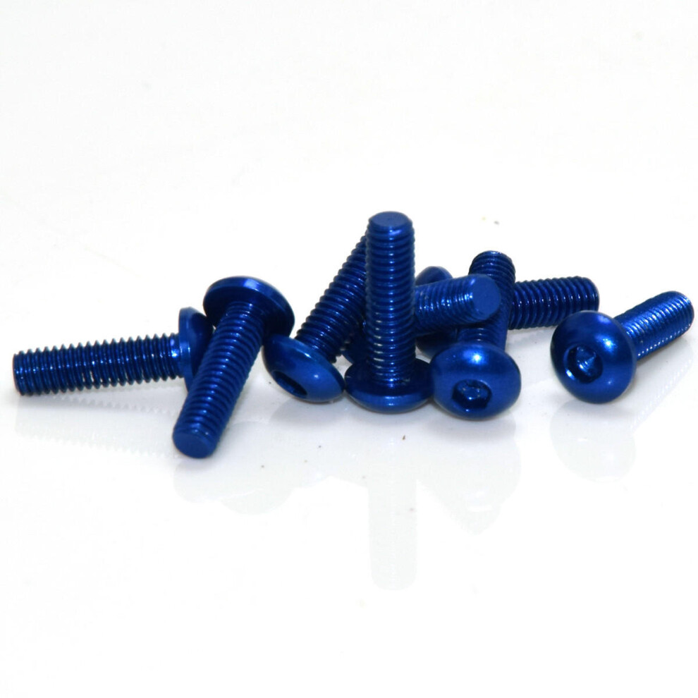 (Blue) 10Pcs M312mm Hex Socket Screws Round Head Cap Screw 7075 Aluminum Alloy