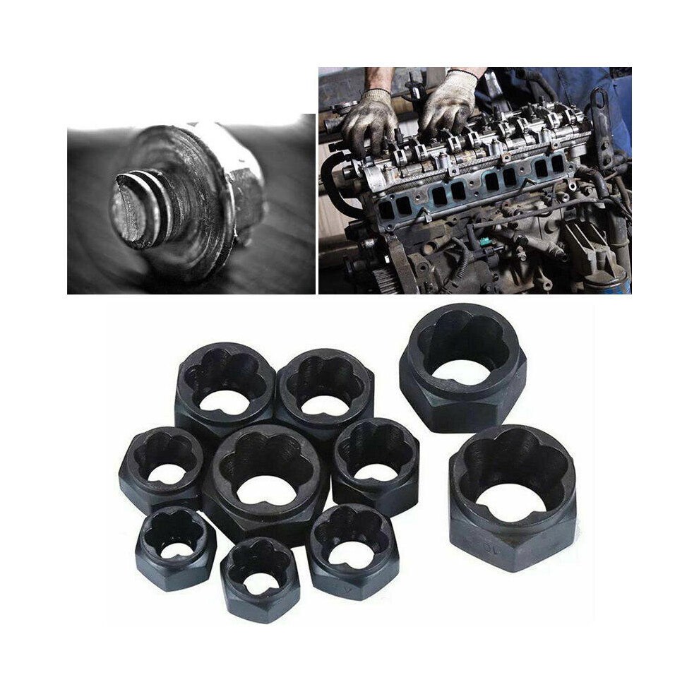 10Pcs Damaged Nut Bolt Remover Set Broken Screw Stripped Socket Stud Extractor 3654659276469