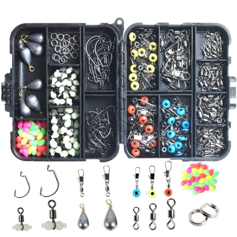 251Pcs Fishing Accessories Set Kits Including Beads Rolling Hook Swivel Connector