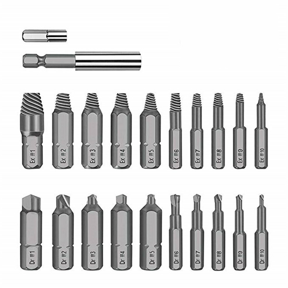 22Pcs Damaged Screw Extractor Set For Broken Screw Hss Broken Bolt Extractor Screw Remover Kits 3654659460714