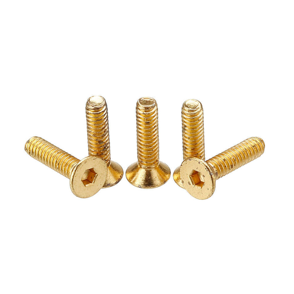 (6mm) 50Pcs Titanium Plated M2 Hex Socket Flat Head Countersunk Screws Alloy Steel 12.9 Grade Screw Bolt M2*8