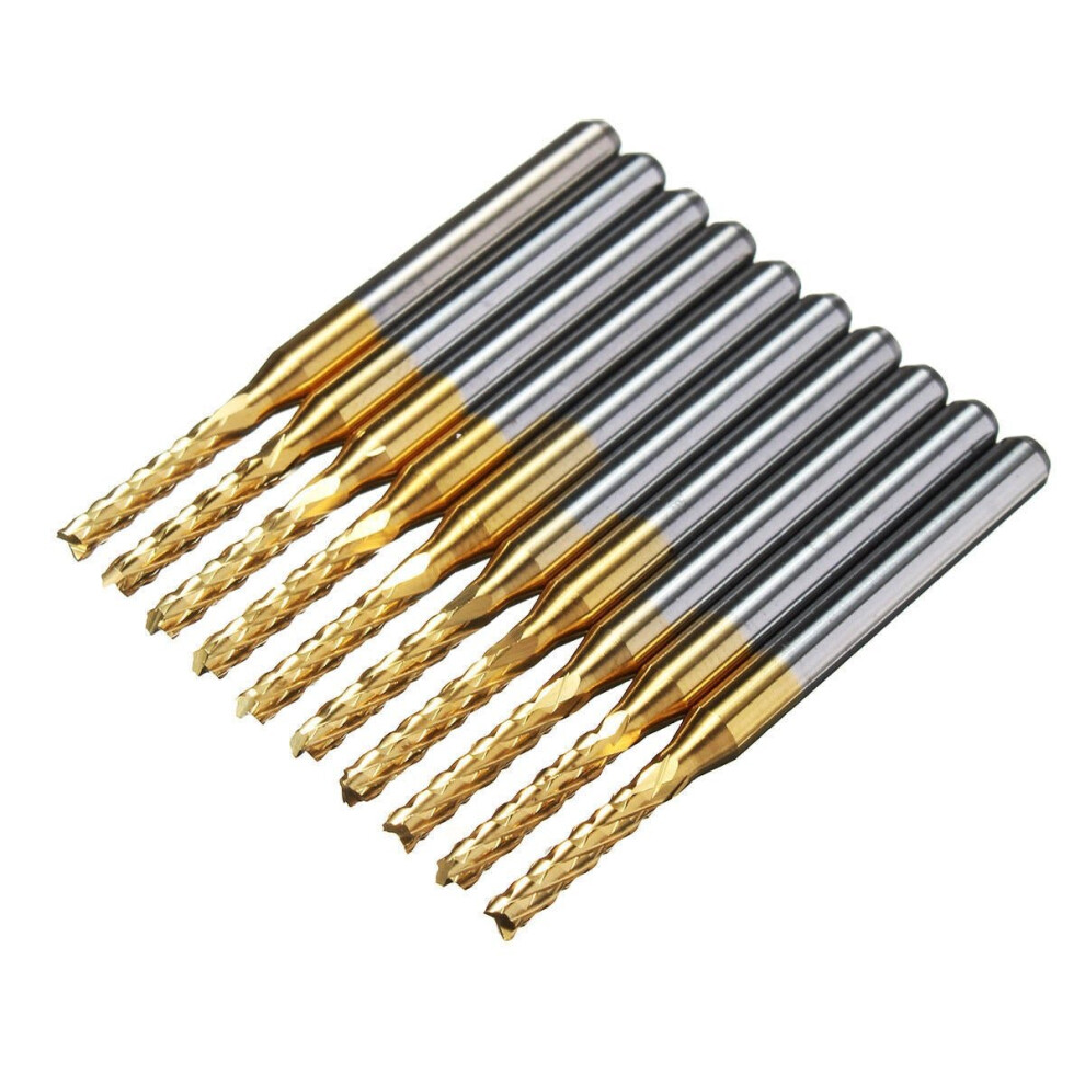 10pcs 2.4mm Carbide End Mill Cutter Titanium Coated Engraving Milling