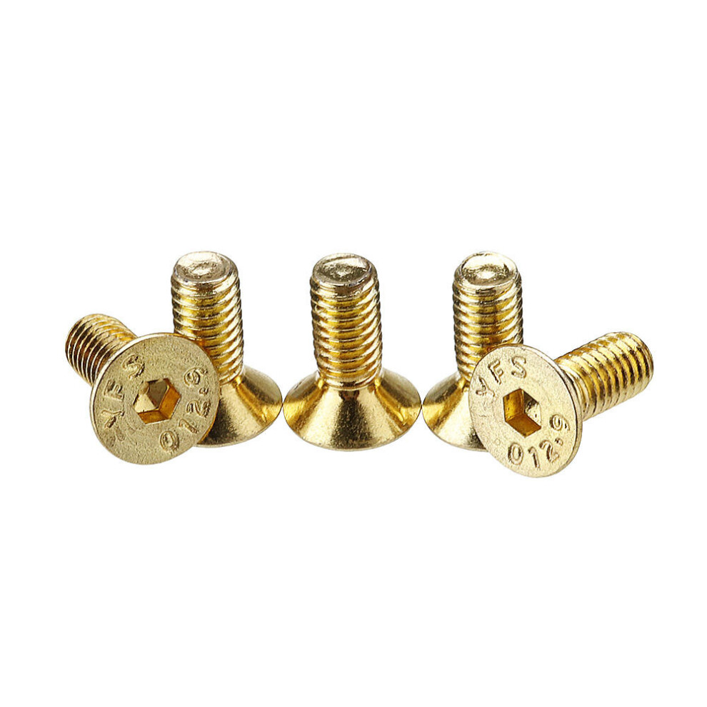 (12mm) M4AH2 50Pcs Titanium Plated M4 Hex Socket Flat Countersunk Head Screws Alloy Steel 12.9 Grade Screw Bolt M4*10