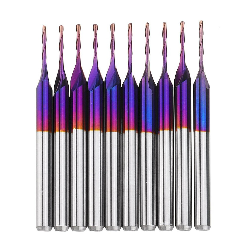 10Pcs 3.175Mm Shank 0.8Mm Blue Coated Spiral Ball Nose End Mill Cnc Milling Cutter 3654657967314