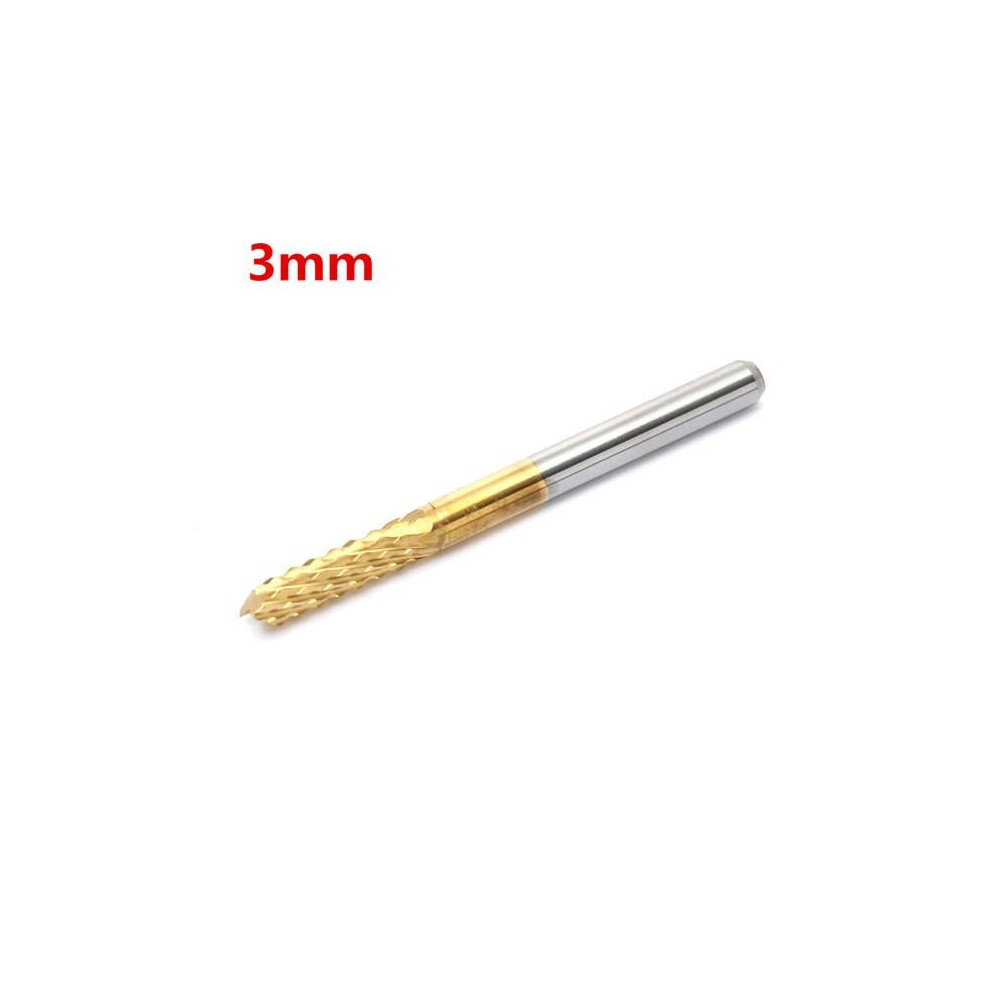 3mm End Mill Cutter CNC PCB Rotary Burr Tungsten Steel Titanium Coat Carbide Engraving Bit