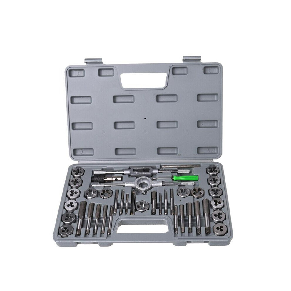 40Pcs Tap Die Set Hand Thread Plug Taps Threading Tool Screw Wrench Dies Kit With Storage Case