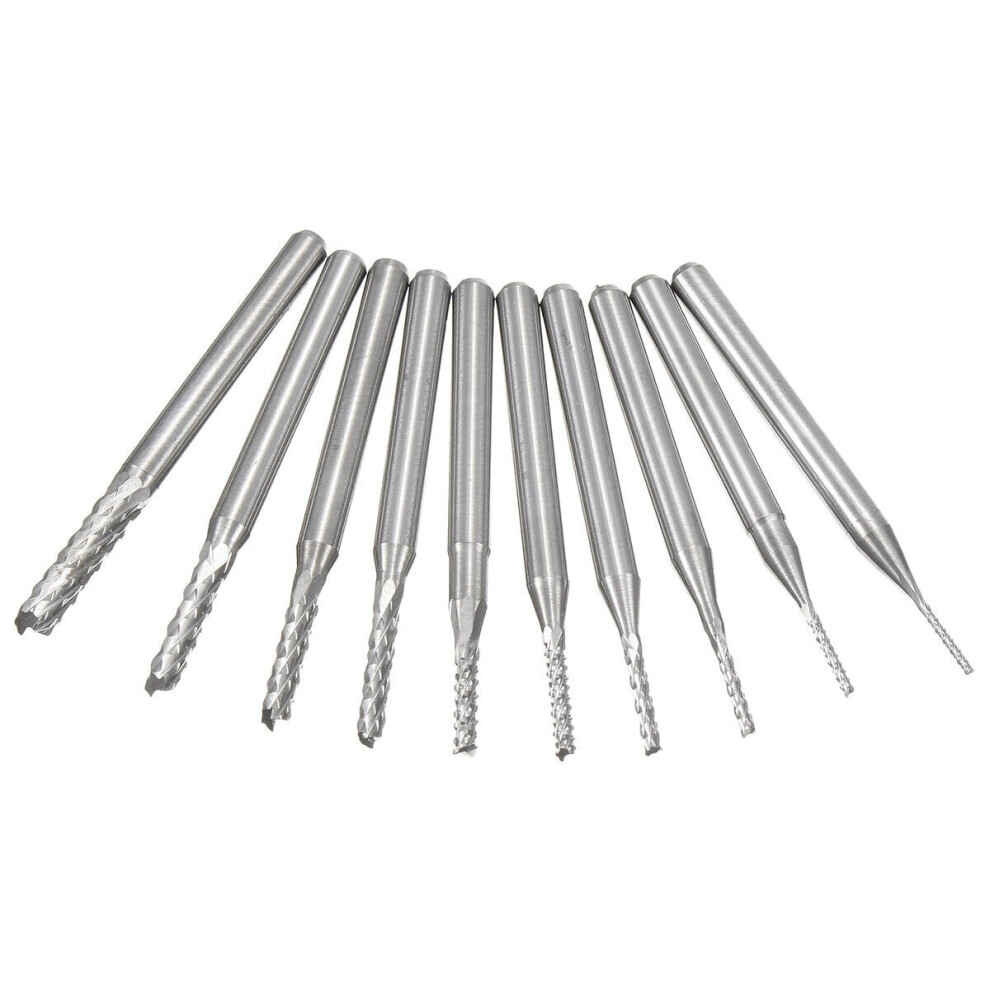 10pcs 0.8-3mm Carbide PCB Drill Bits Engraving Milling Cutter for CNC Rotary Burrs