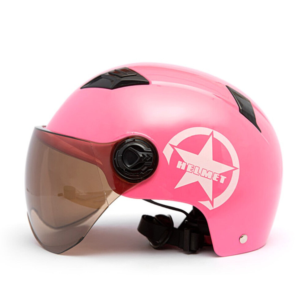 (Pink, M) Motorcycle Helmet Half Open Face Adjustable Size Protection Gear Head Helmets