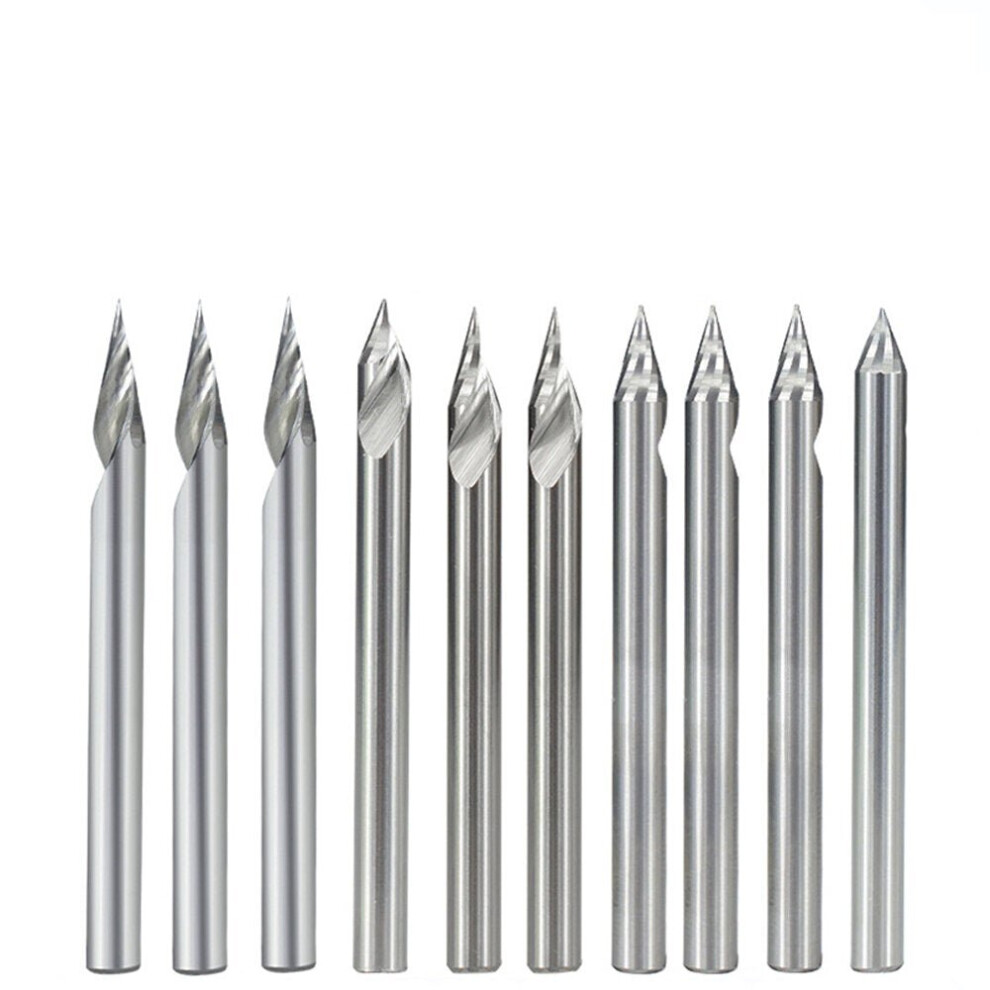 10Pcs 3.175Mm Shank Engraving Bit End Milling Cutter 30 Degrees Tip 0.1Mm Carbide 3D Milling Bit Carving 6112211913629