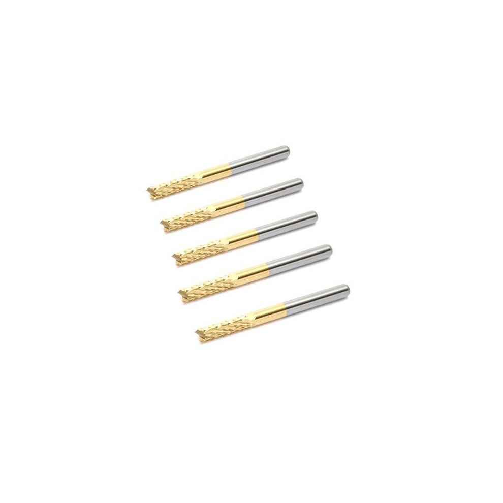 5pcs 3.175mm Titanium Coated Corn Milling Cutter Carbide Engraving Bit CNC PCB Rotary Burr