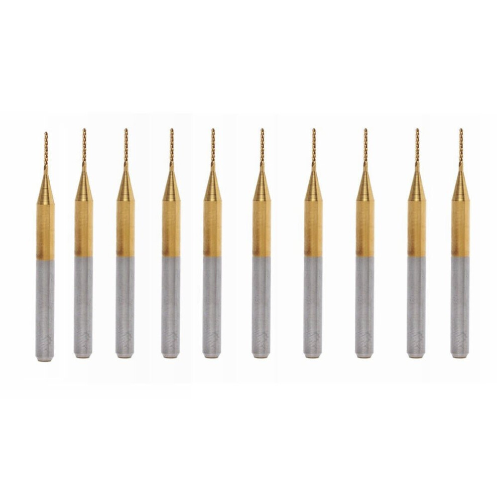 10Pcs 0.8Mm Titanium Coated Engraving Milling Cutter Carbide End Mill Rotary Burr 6112211913674